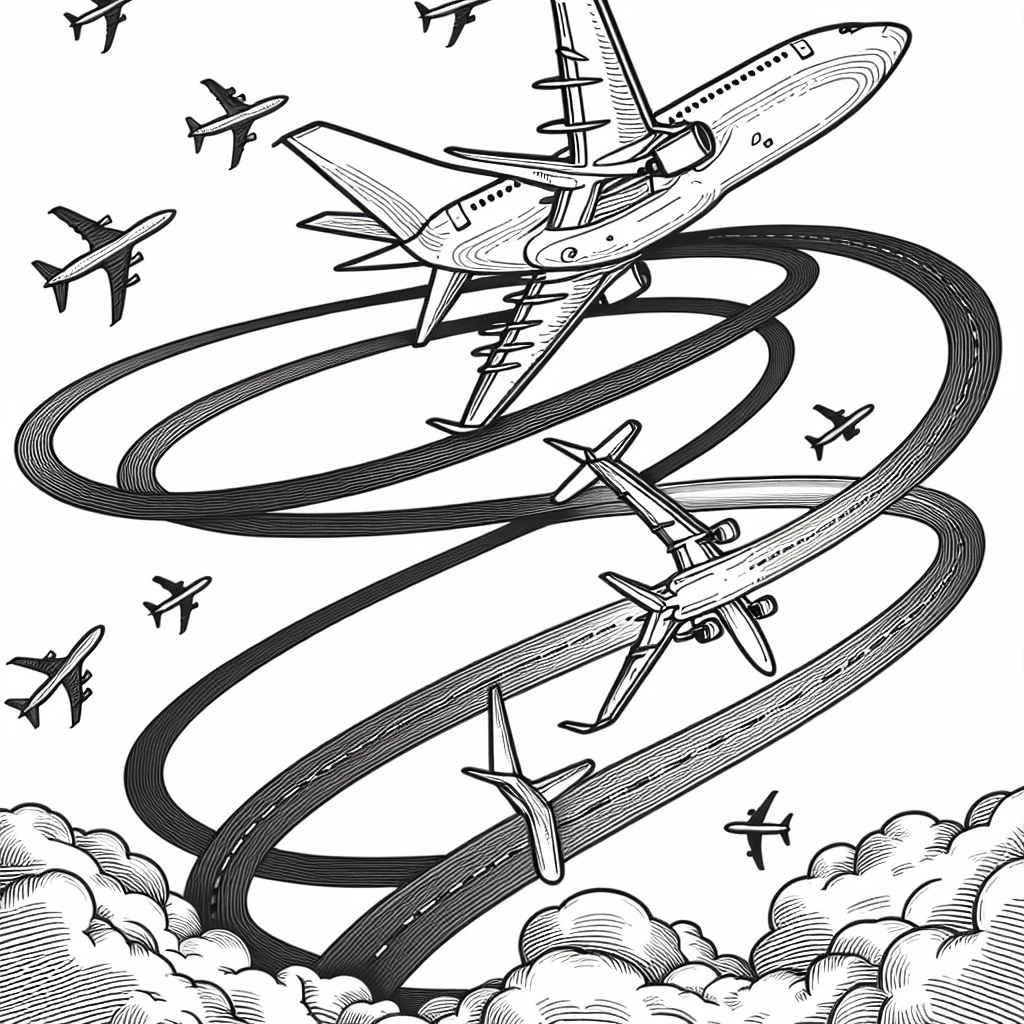 Additional airplane flying coloring page 2