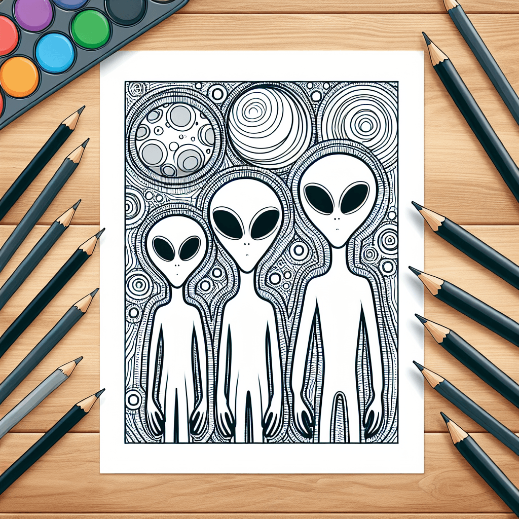 Additional alien family coloring page 1