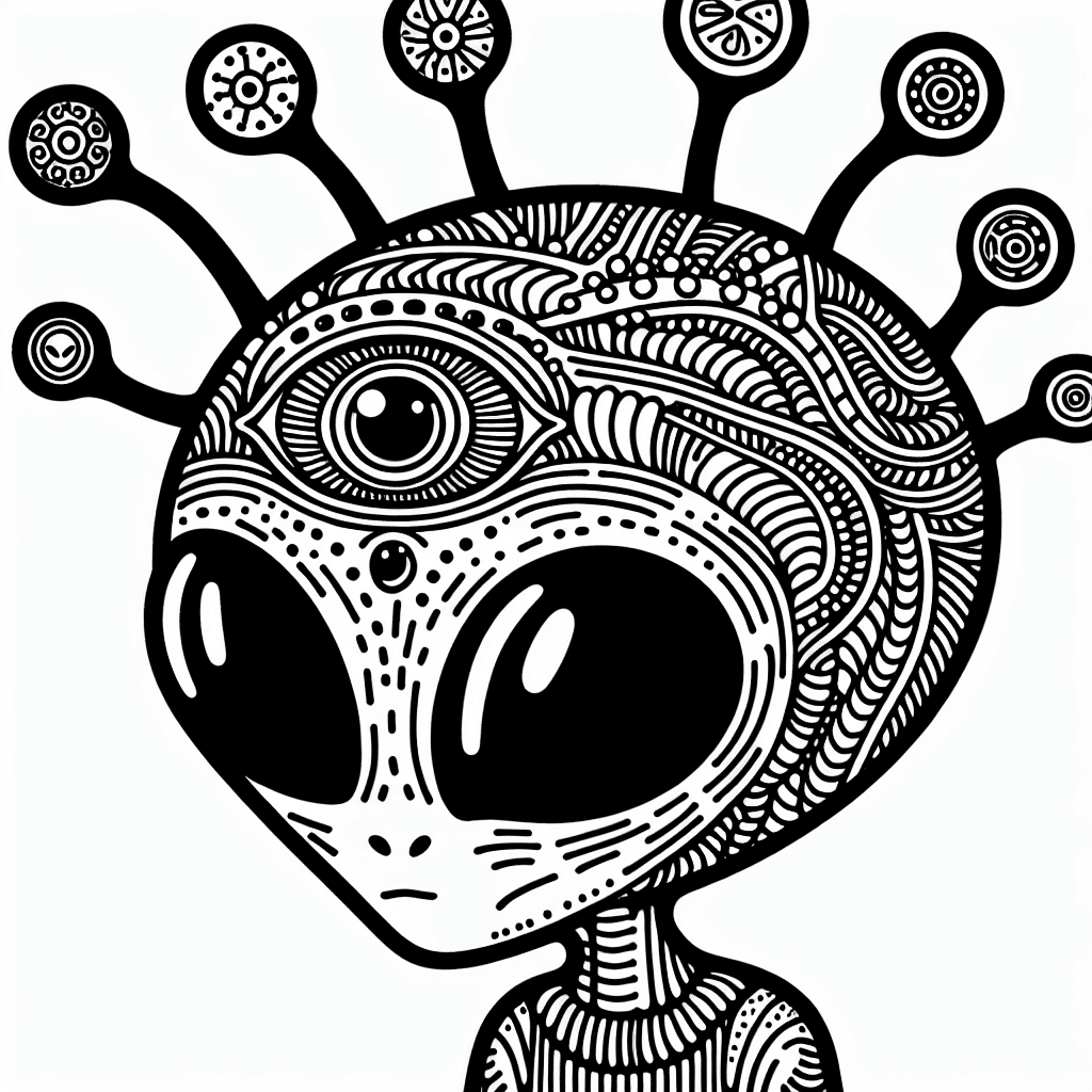 Additional alien friend coloring page 1