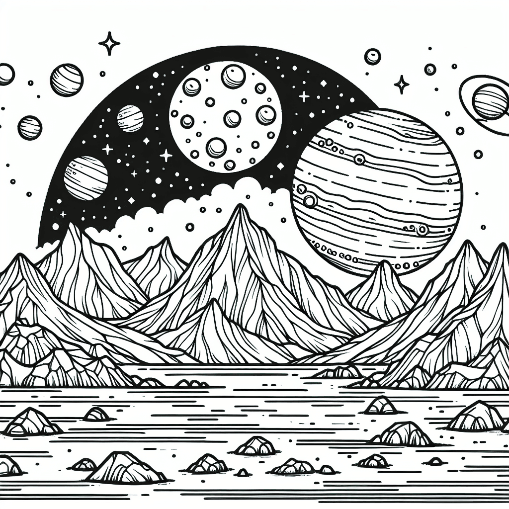 Additional alien planet coloring page 1