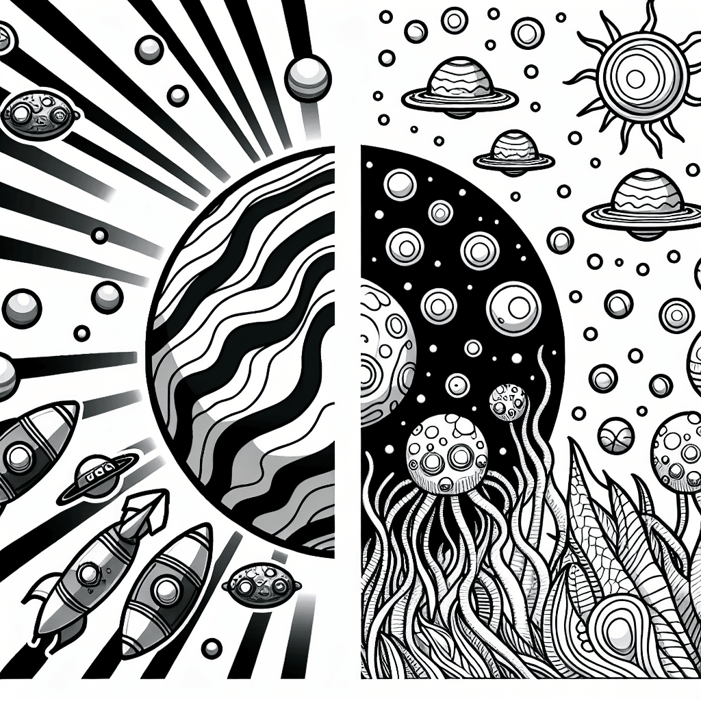 Additional alien planet coloring page 2