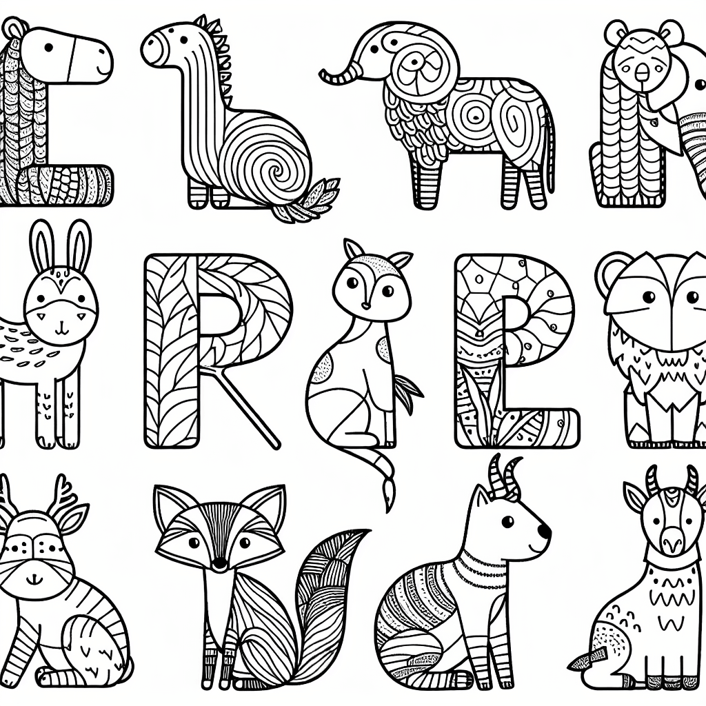 Additional alphabet animals coloring page 1