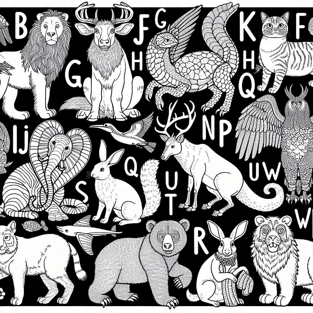 Additional alphabet animals coloring page 2