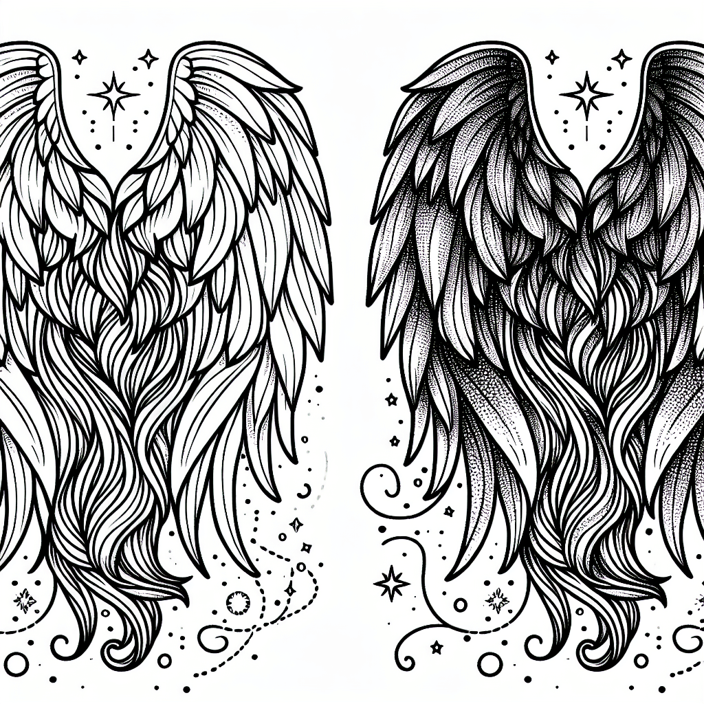 Additional angel wings coloring page 1