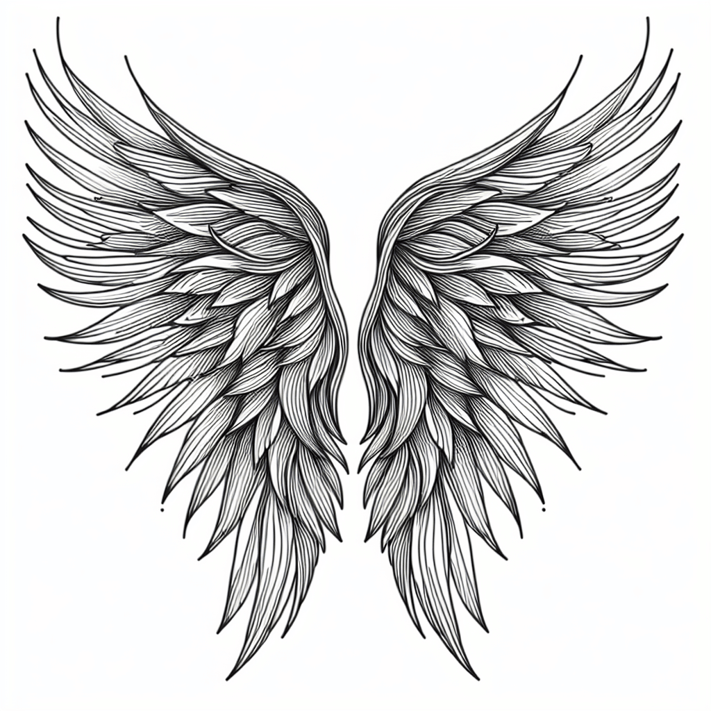 Additional angel wings coloring page 2