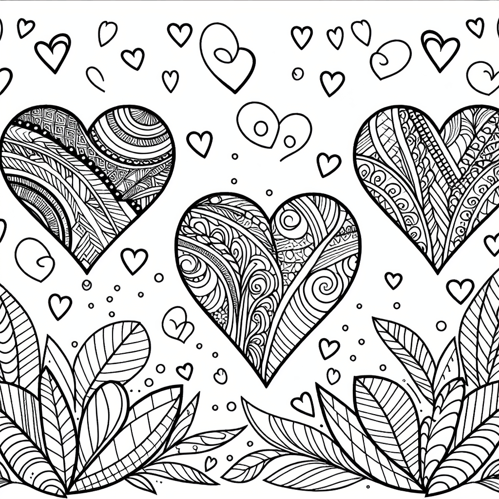 Additional anniversary hearts coloring page 1