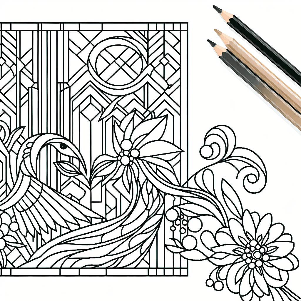 Additional art deco coloring page 1