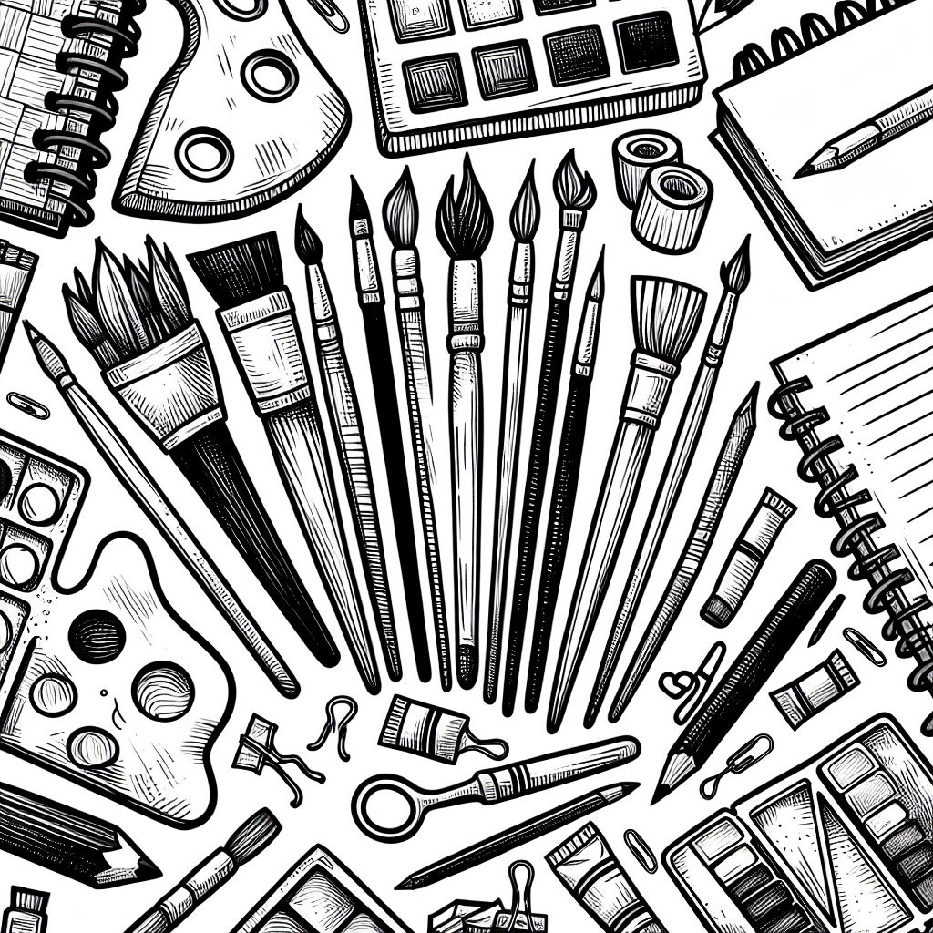 Additional art supplies coloring page 1