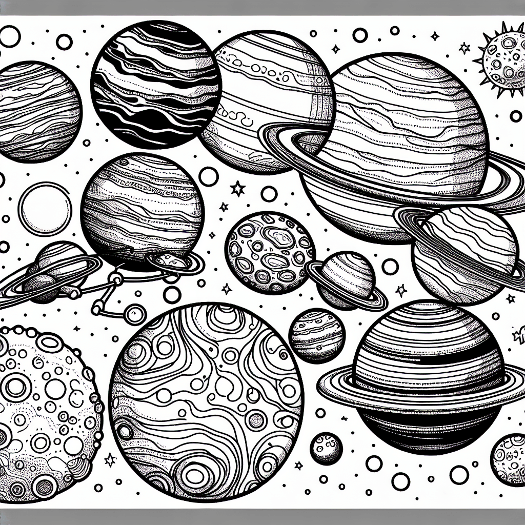 Additional astronomy planets coloring page 1