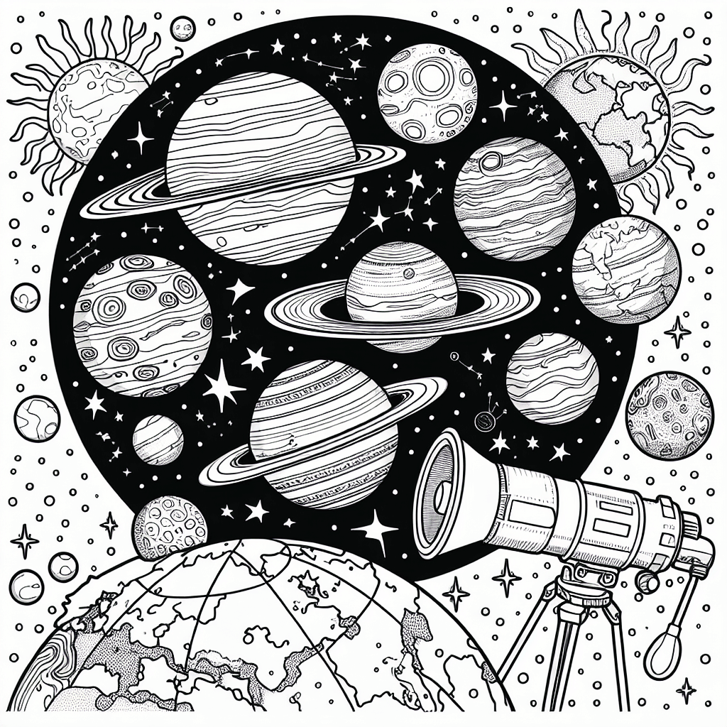 Additional astronomy planets coloring page 2