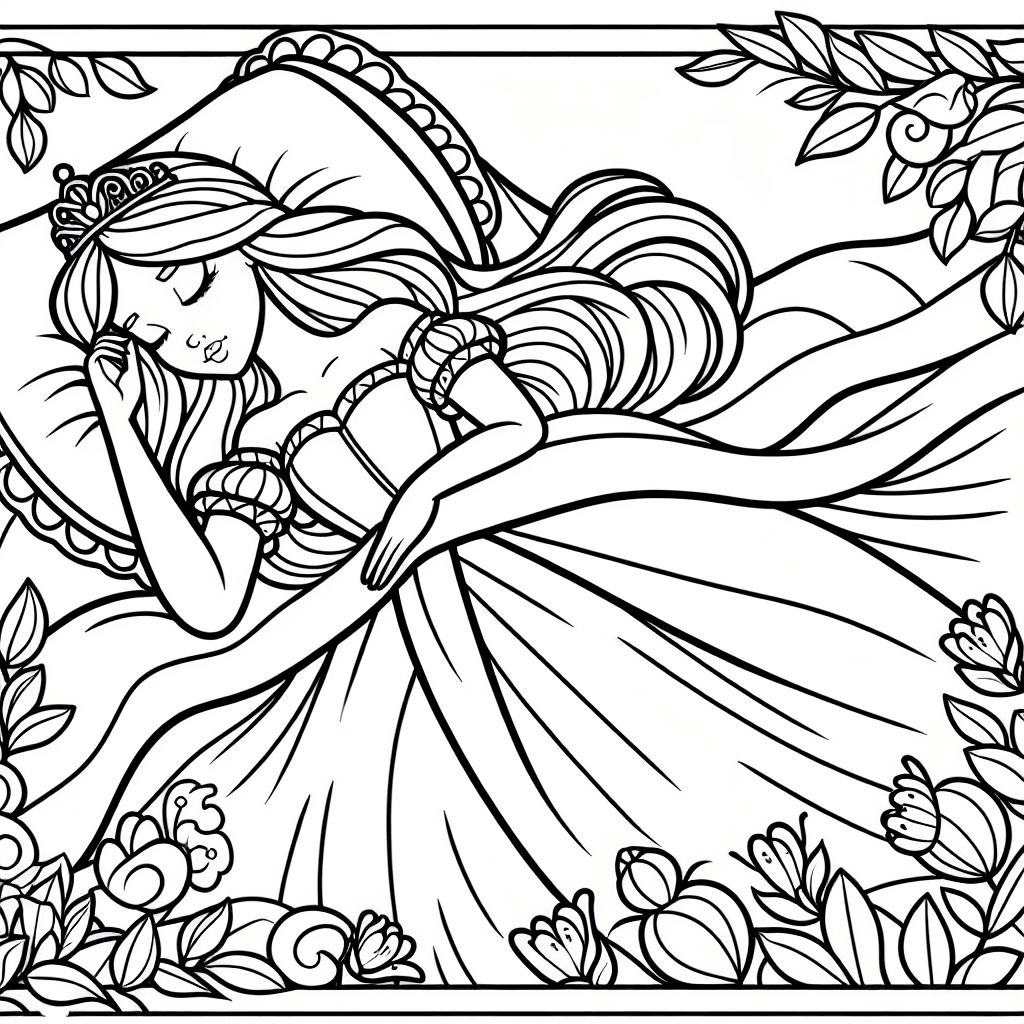 Additional aurora sleeping coloring page 2