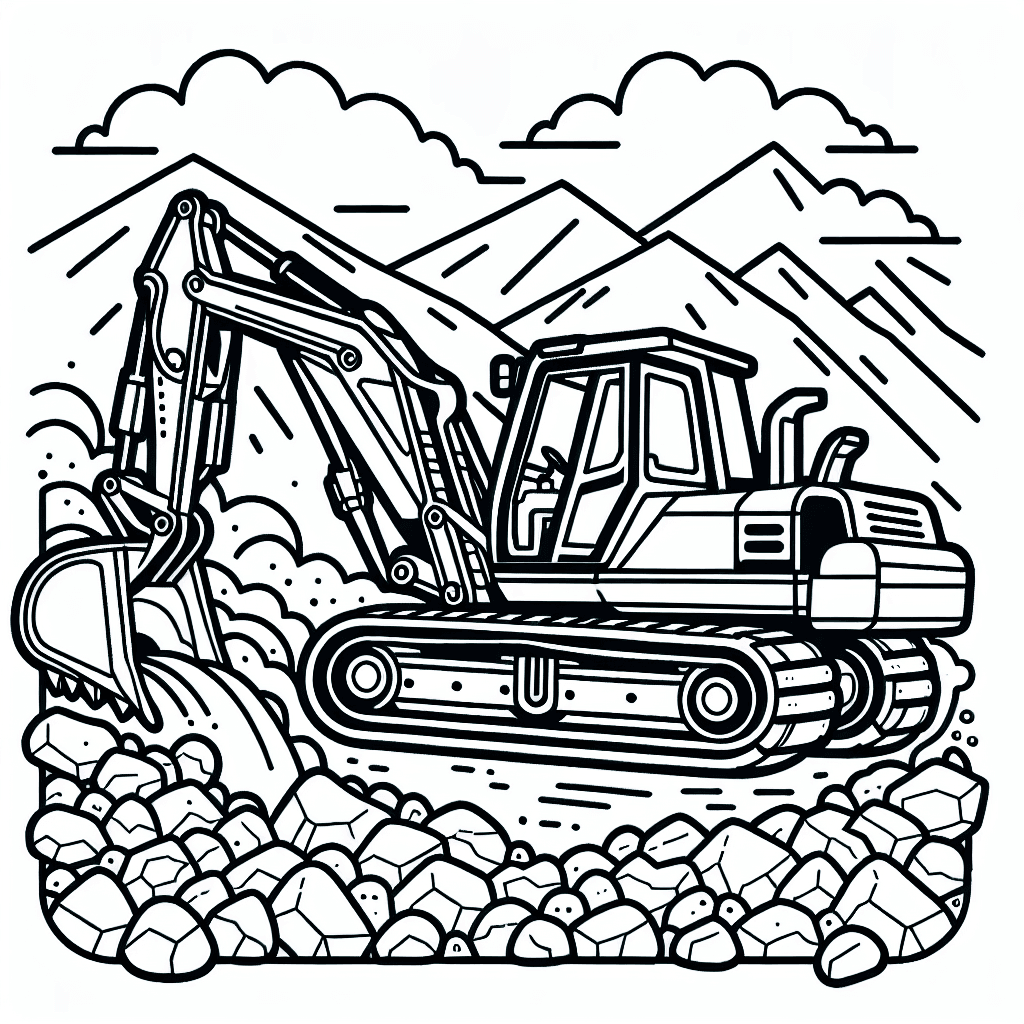 Additional backhoe working coloring page 2