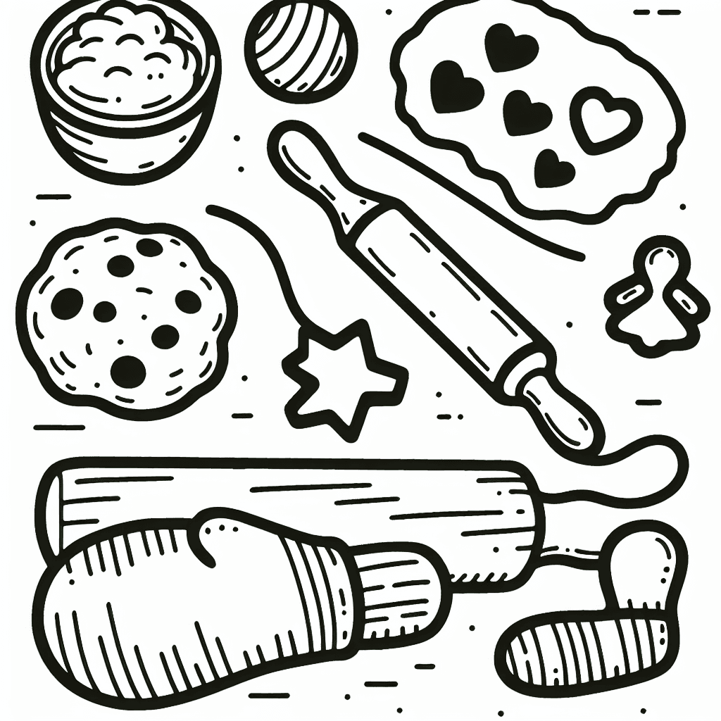 baking cookies coloring pages