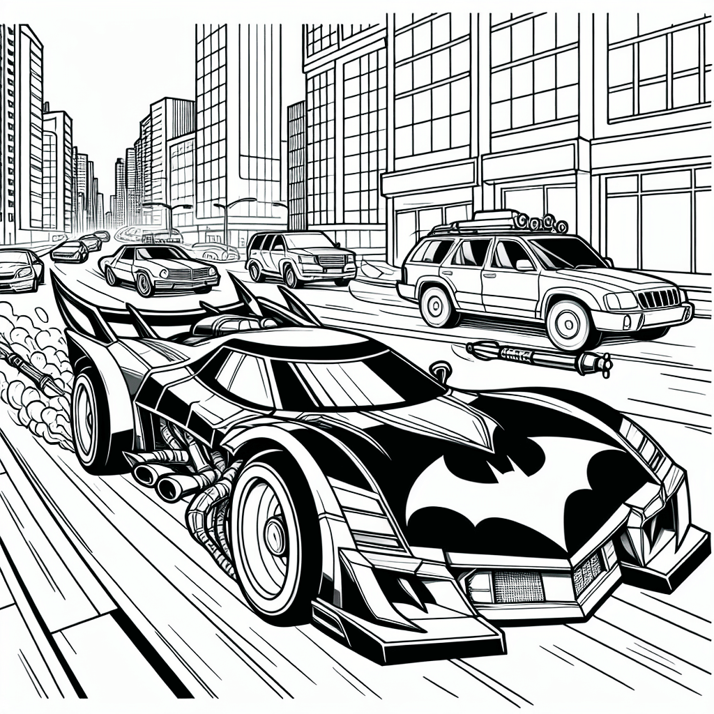 Additional batmobile chase coloring page 1