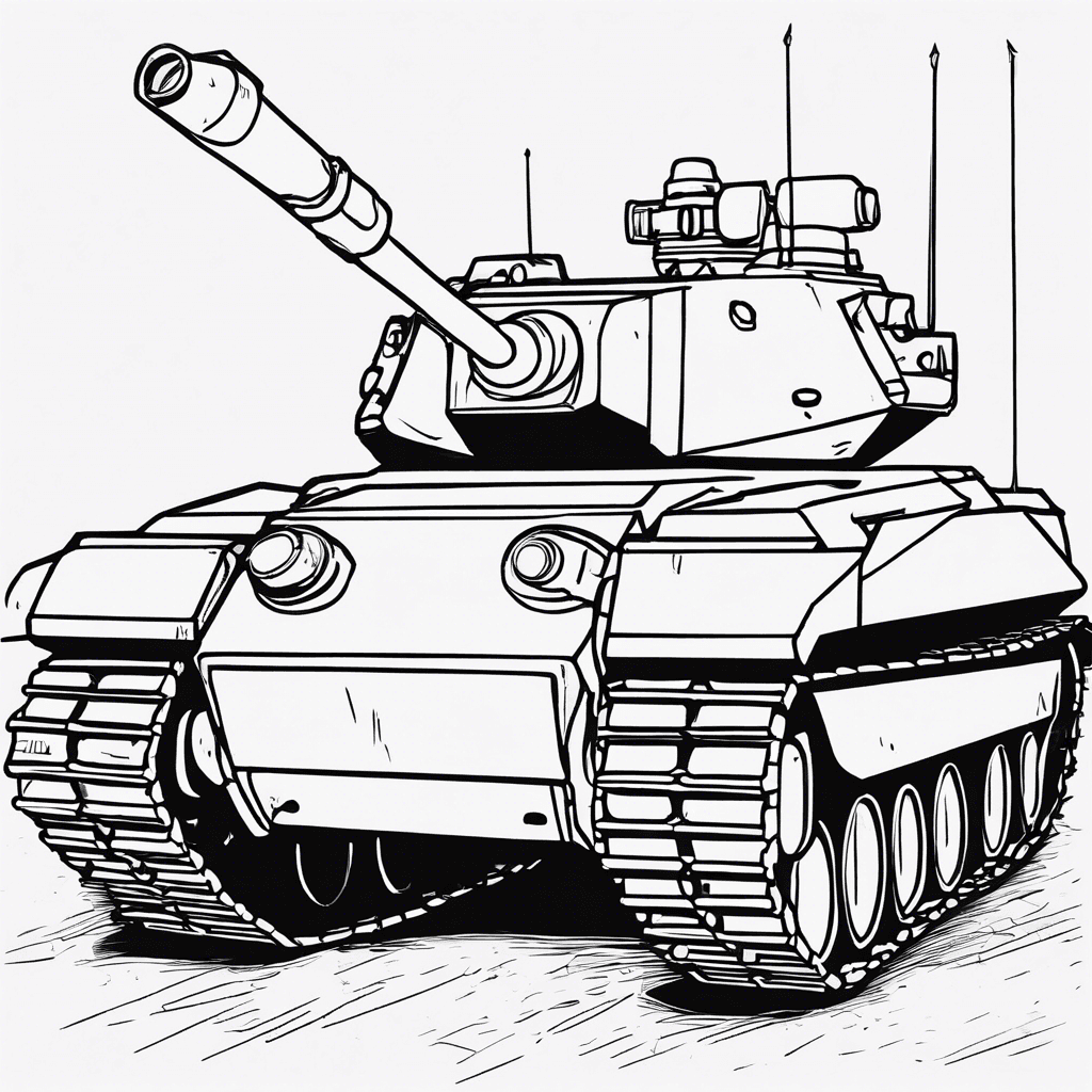 Additional battle tank coloring page 1