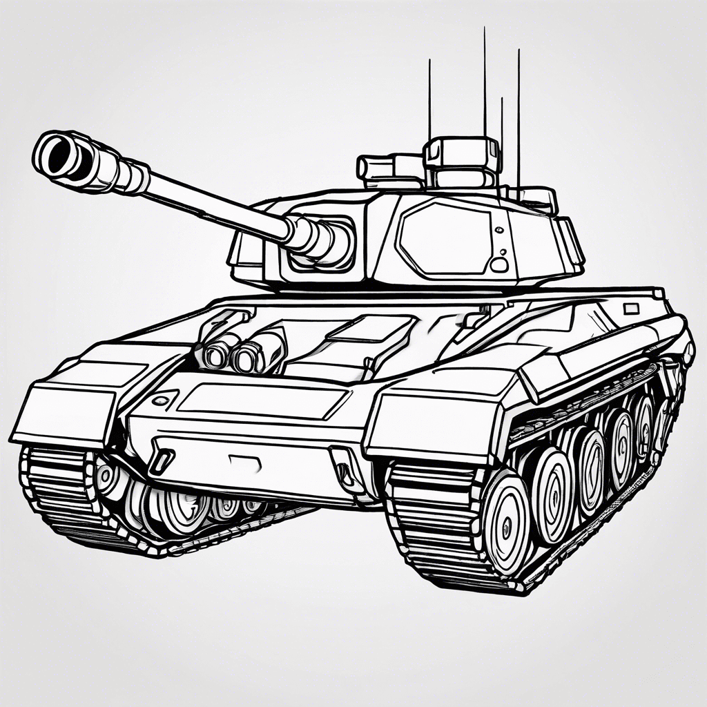 Additional battle tank coloring page 2