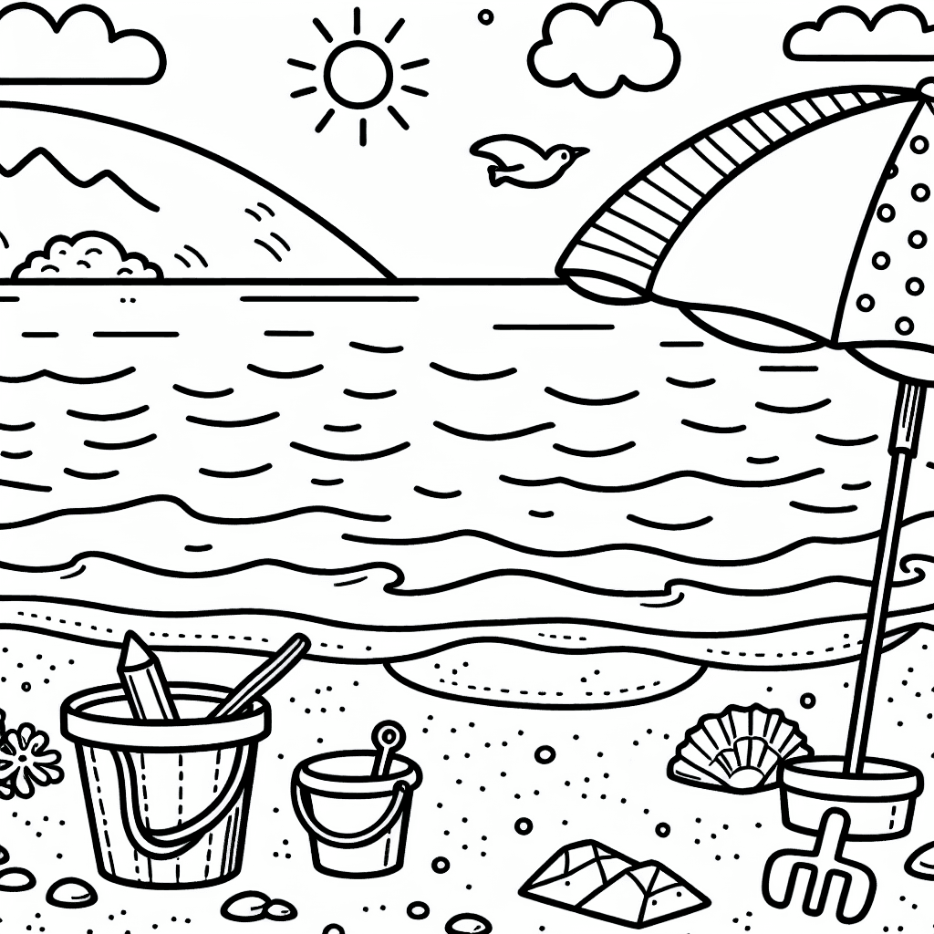 beach day coloring pages