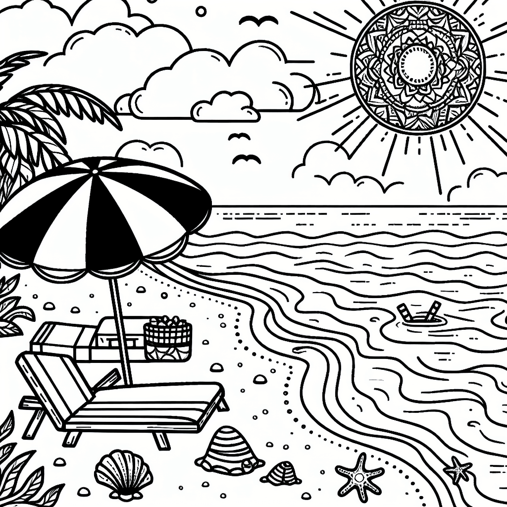 Additional beach day coloring page 1