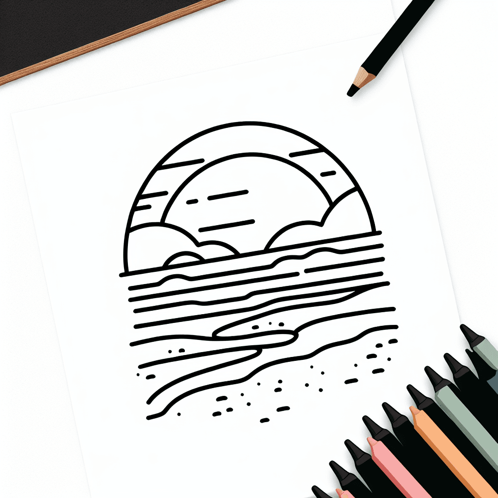 beach sunset coloring pages