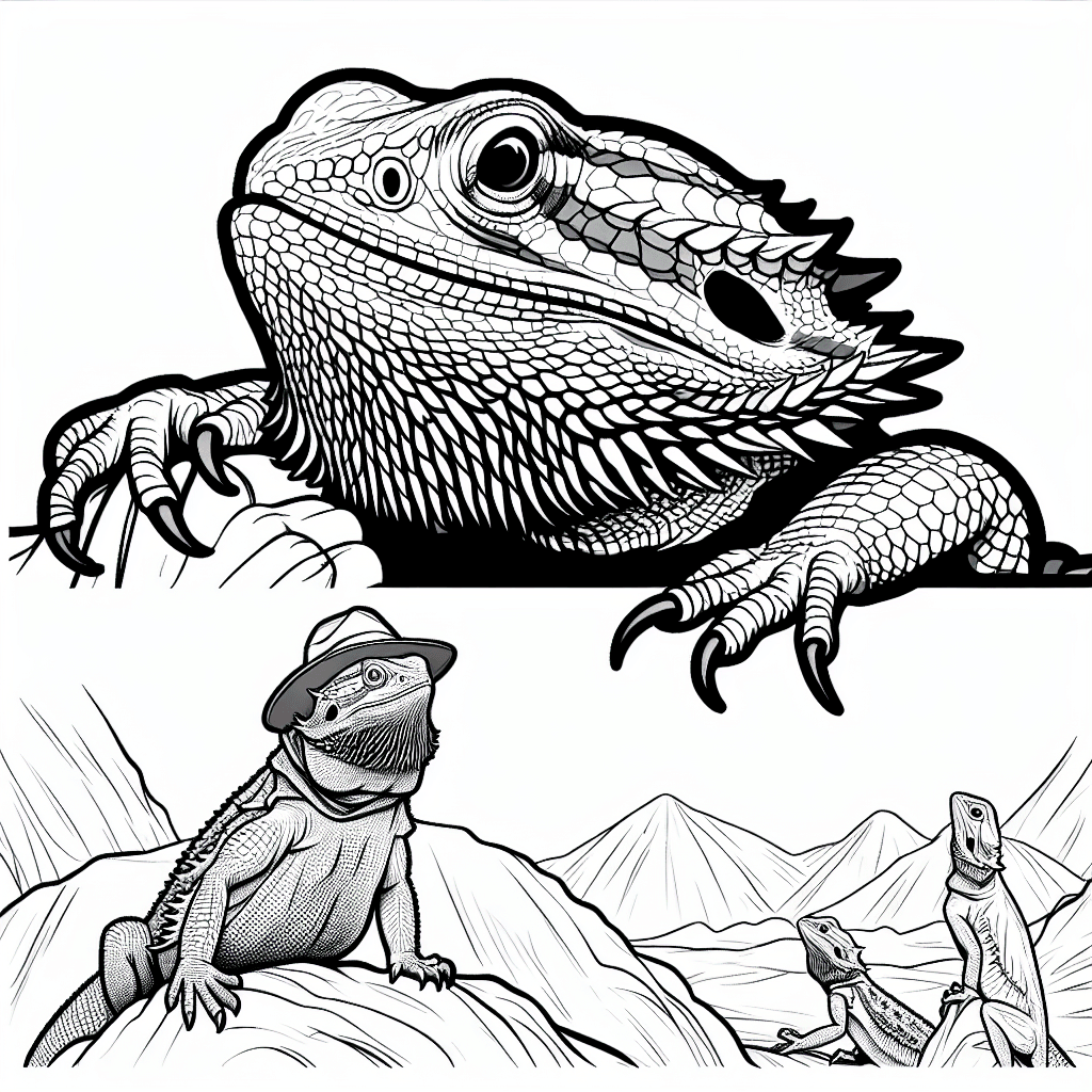 Additional bearded dragon coloring page 2