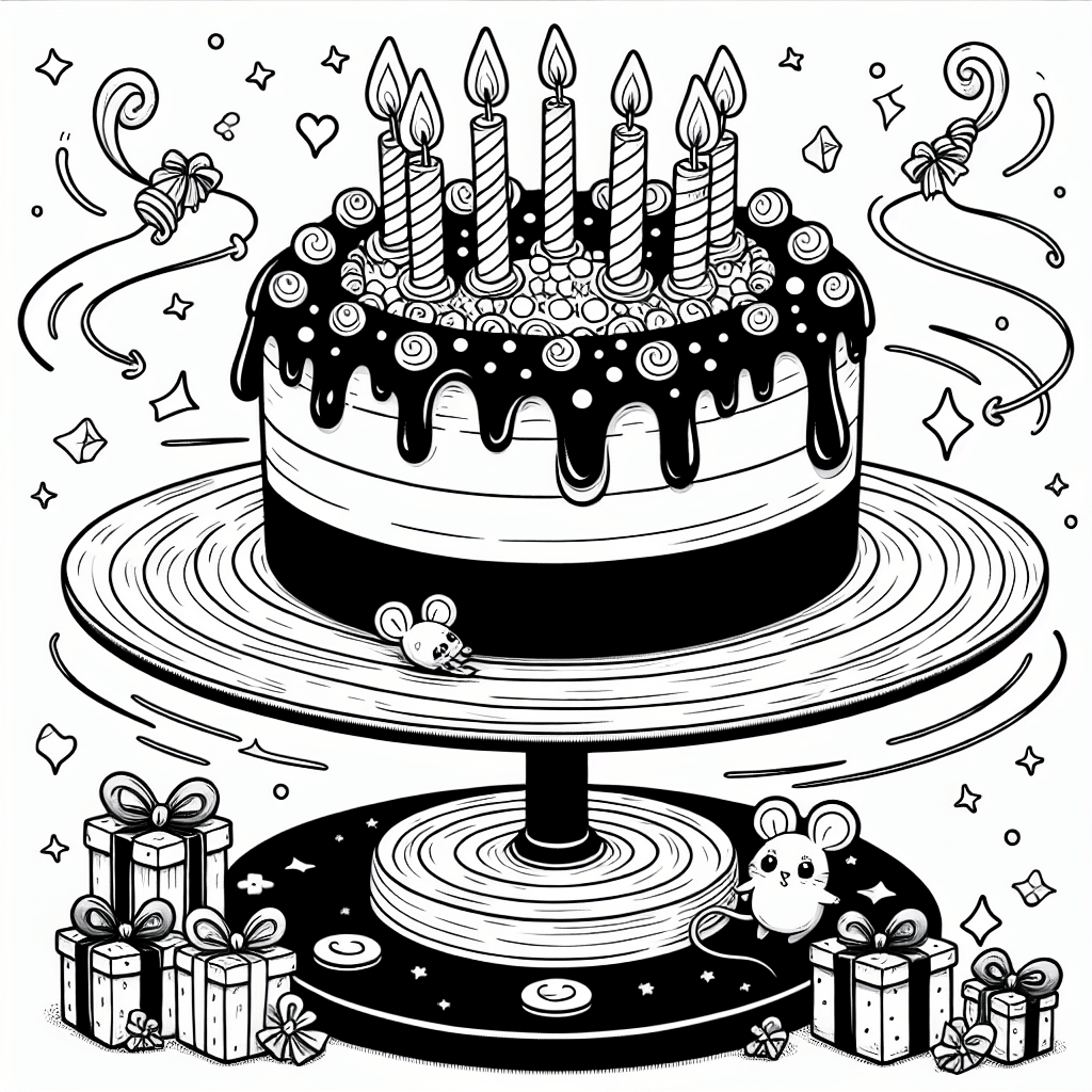 Additional birthday cake coloring page 2