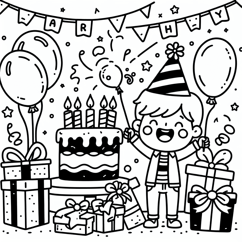 birthday party coloring pages