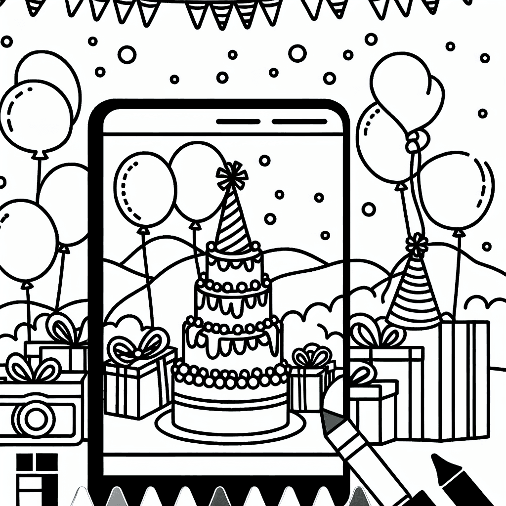 Additional birthday party coloring page 1