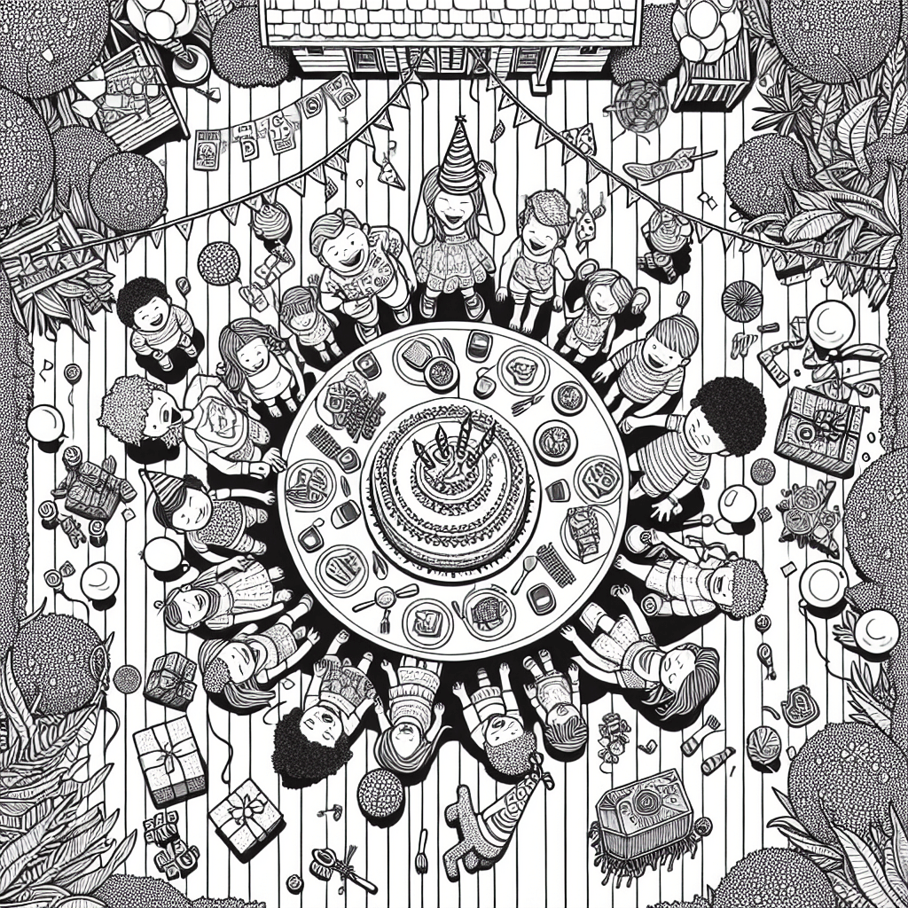 Additional birthday party coloring page 2