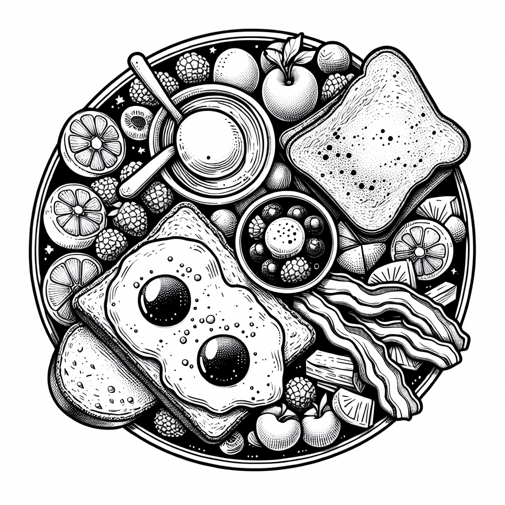 Additional breakfast plate coloring page 2