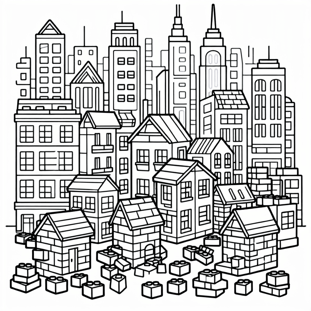 building blocks coloring pages