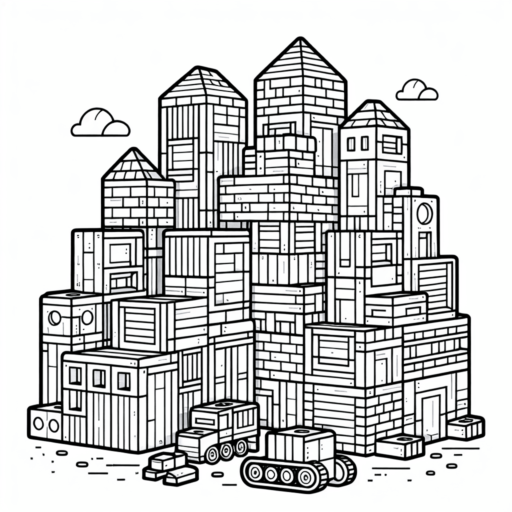 Additional building blocks coloring page 1