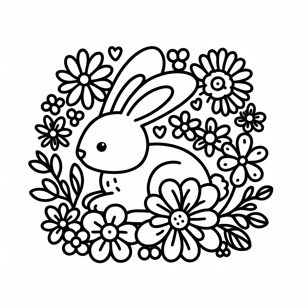 bunny flower coloring pages