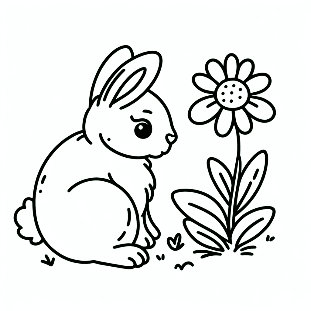 Additional bunny flower coloring page 1