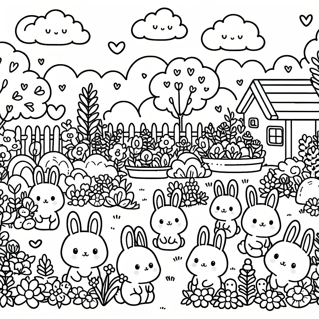 bunny garden coloring pages