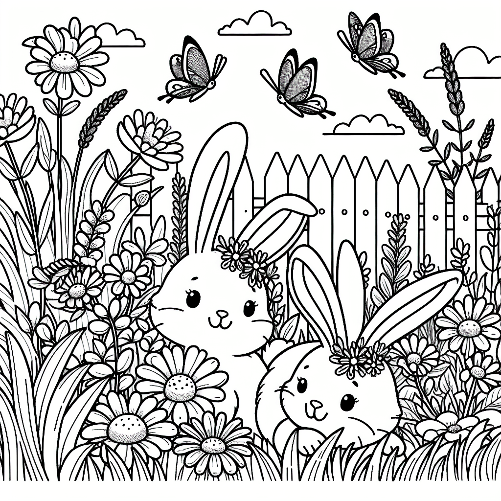 Additional bunny garden coloring page 1