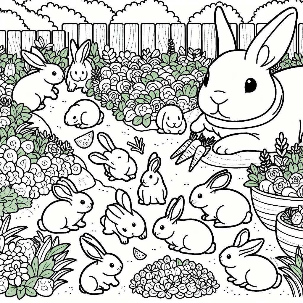 Additional bunny garden coloring page 2