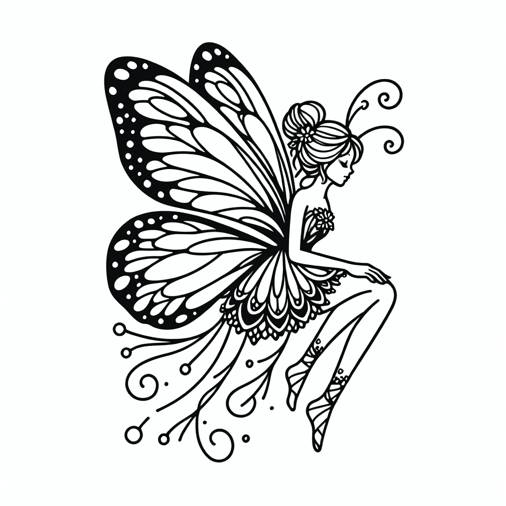 Additional butterfly fairy coloring page 1