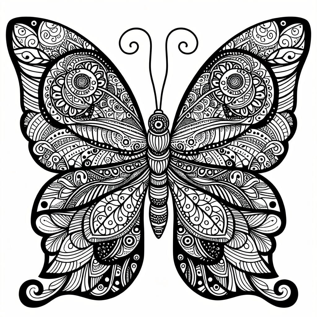 Additional butterfly mandala coloring page 1