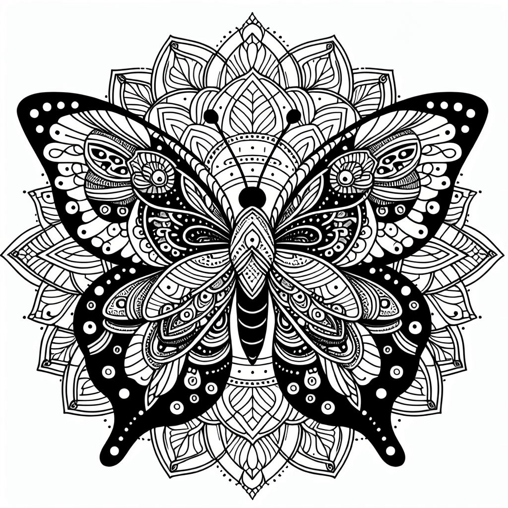 Additional butterfly mandala coloring page 2