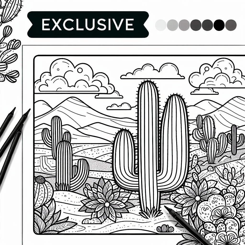 Additional cactus desert coloring page 1