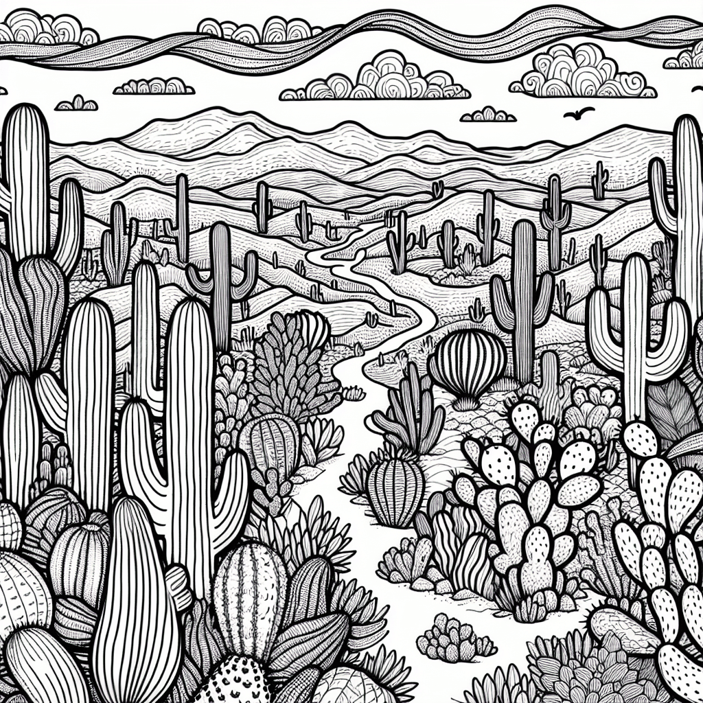 Additional cactus desert coloring page 2