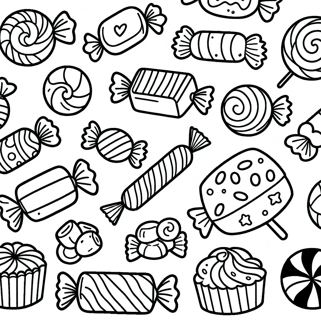 candy collection coloring pages