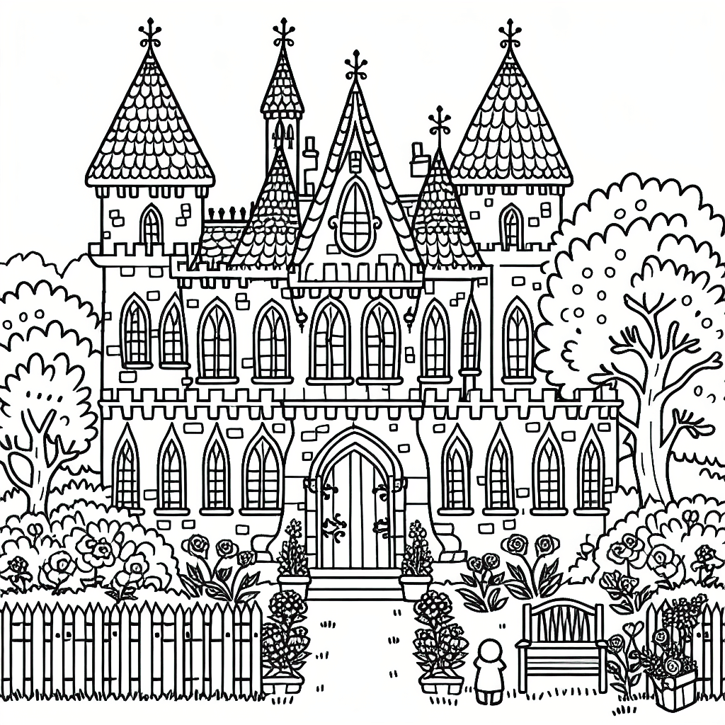 castle garden coloring pages