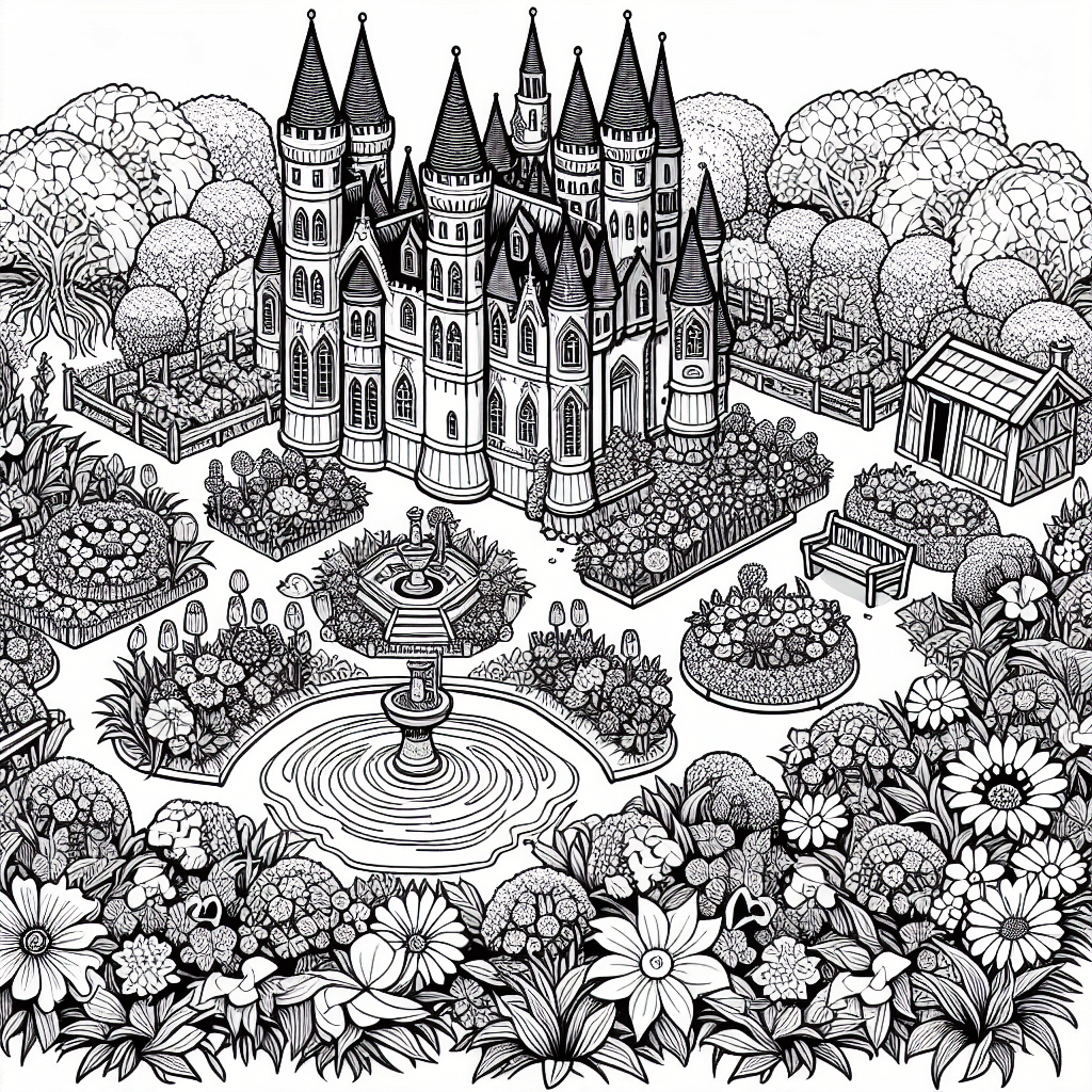 Additional castle garden coloring page 2