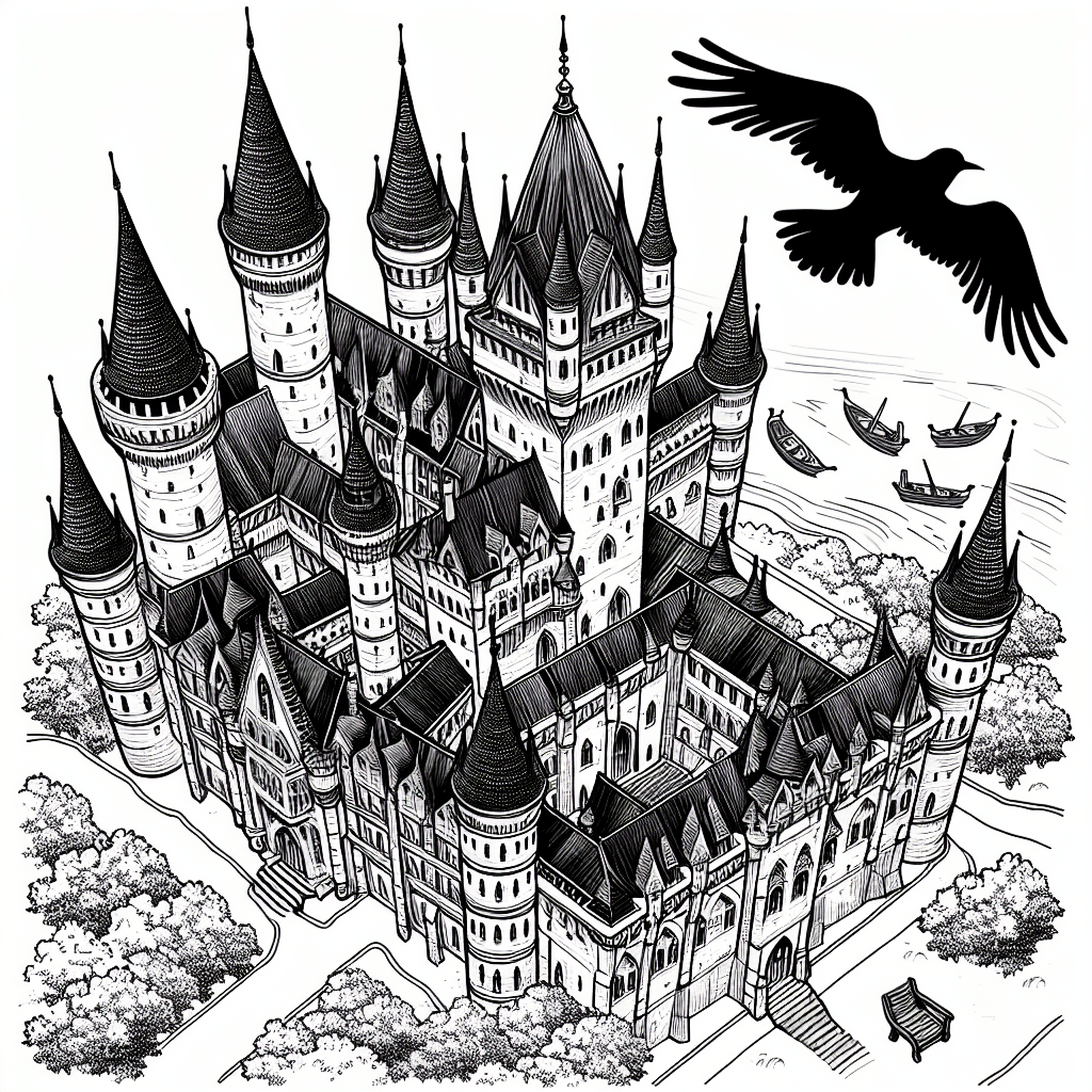 Additional castle tower coloring page 2