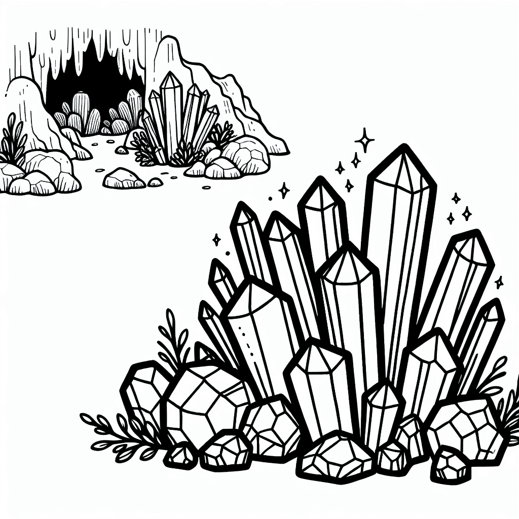 cave crystal coloring pages