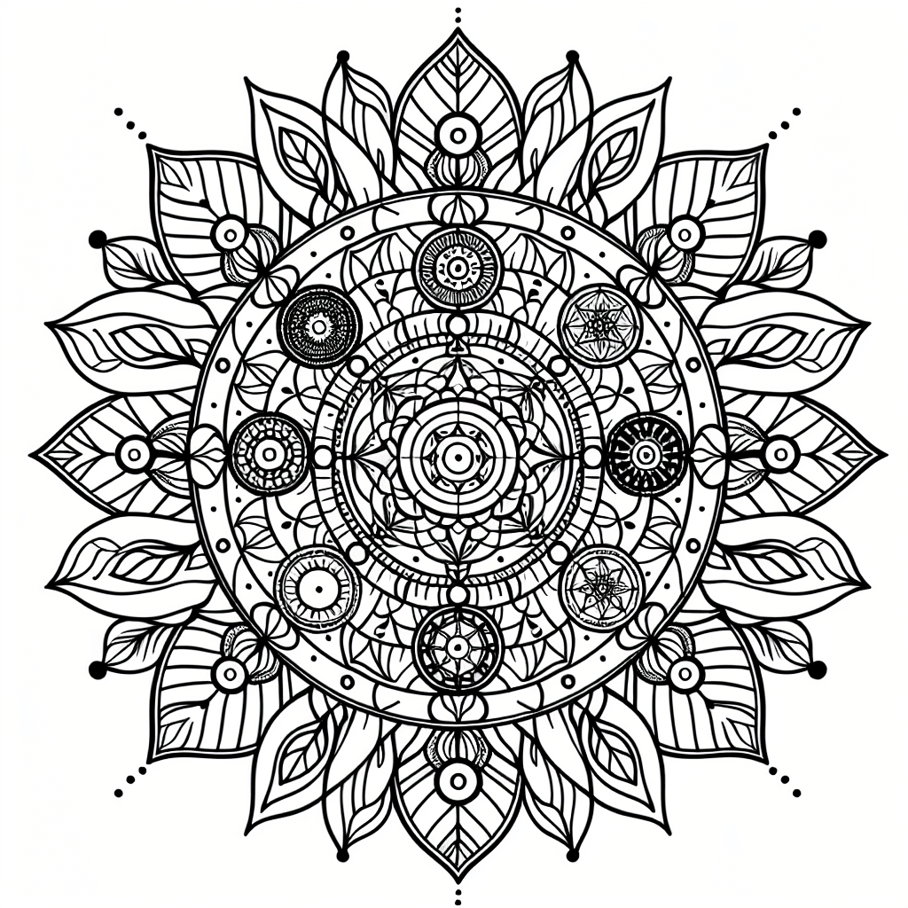 Additional chakra mandala coloring page 1