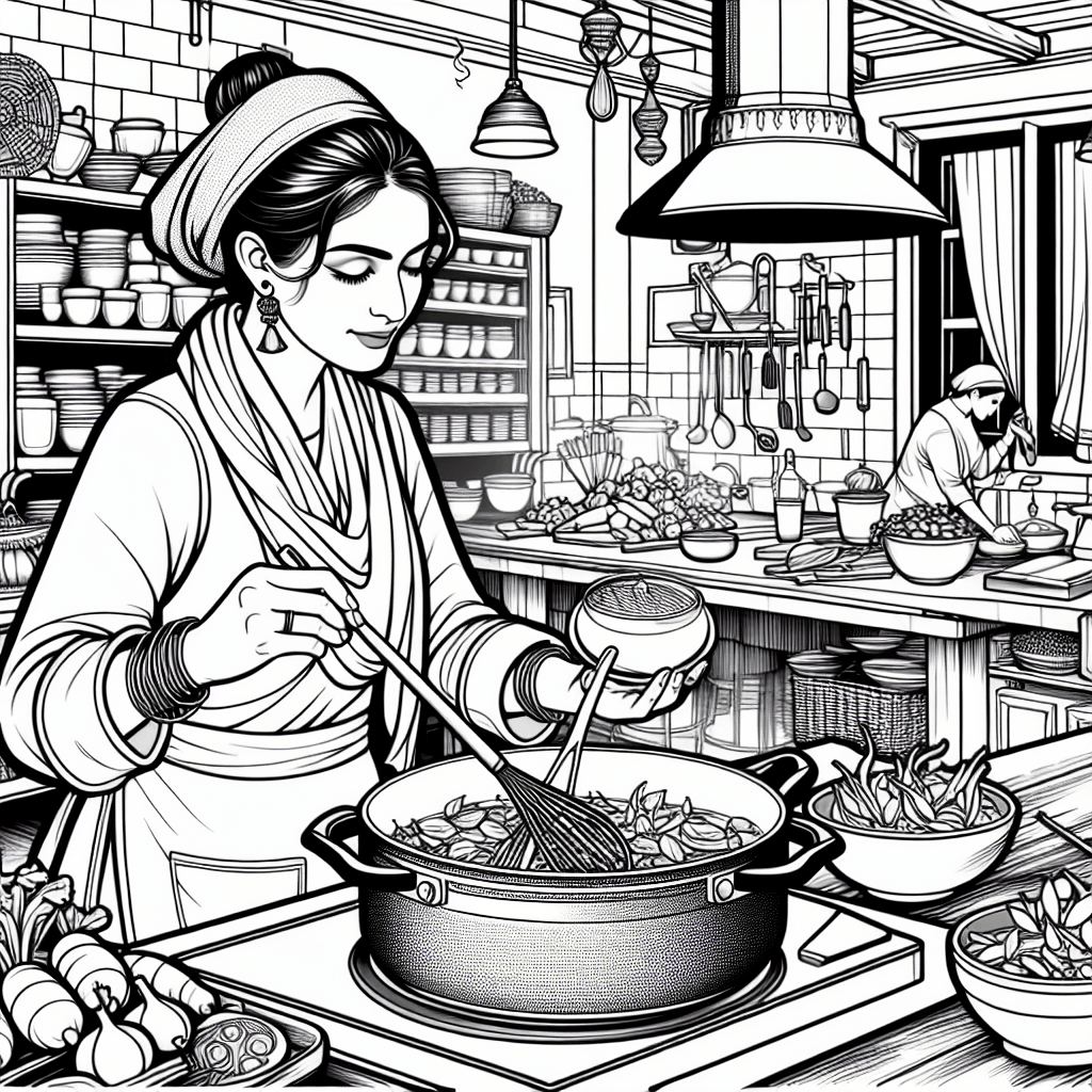 Additional chef cooking coloring page 2