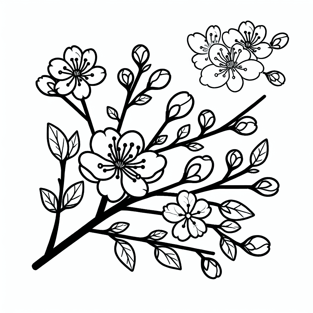 cherry blossom coloring pages