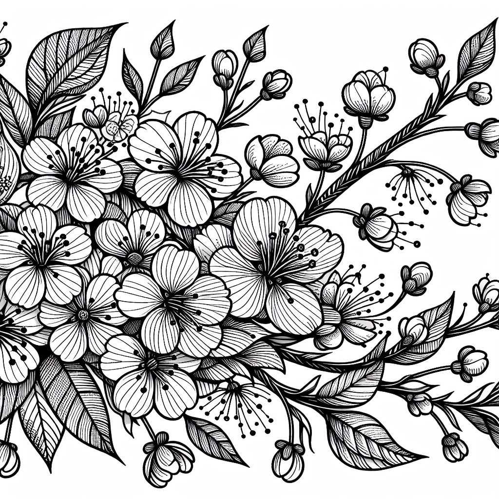 Additional cherry blossom coloring page 1